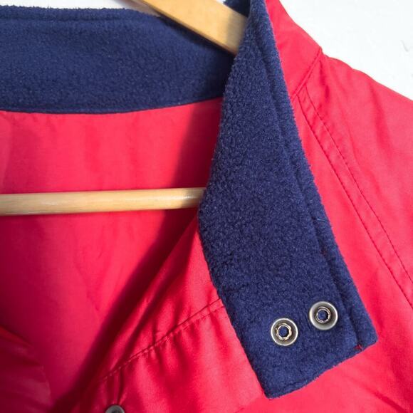 Vintage LL Bean Windbreak Large Pullover Red Blue Light Weight Button 80s 90s - Picture 3 of 8